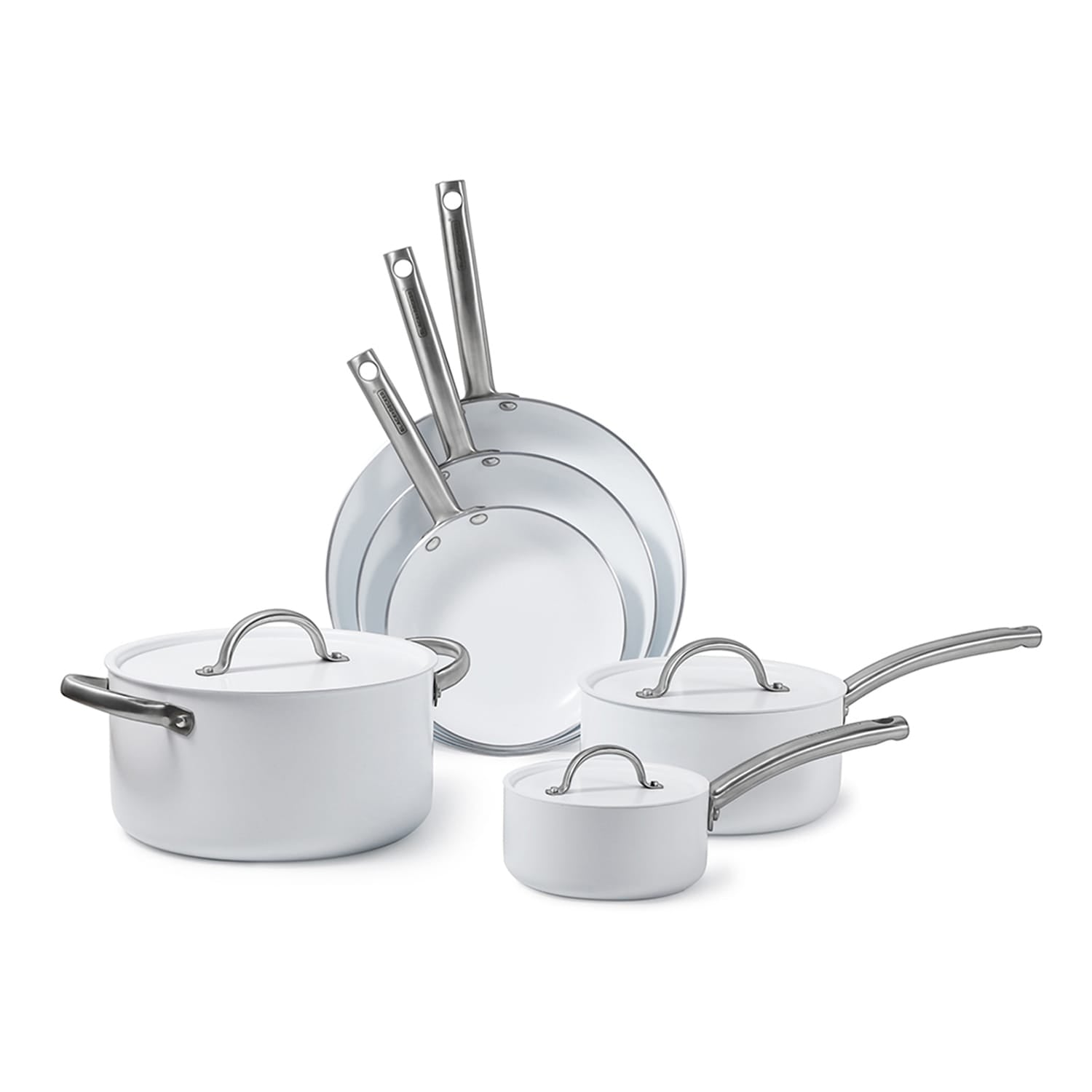 Black+Decker 9-Piece Ceramic White Aluminum Cookware Set