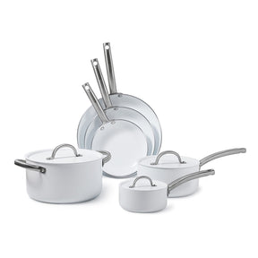 Black+Decker 9-Piece Ceramic White Aluminum Cookware Set
