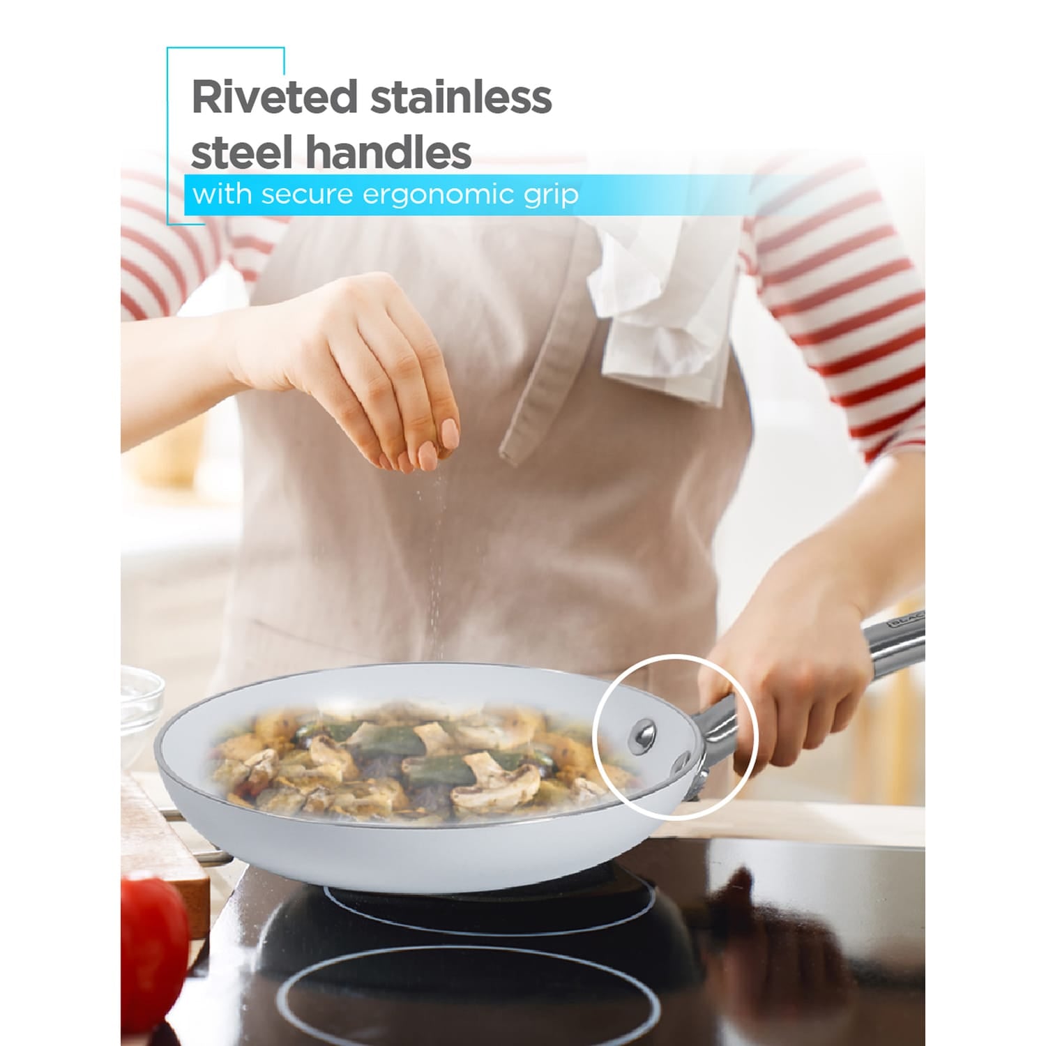 Black+Decker 9-Piece Ceramic White Aluminum Cookware Set