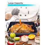 Black+Decker Large Turkey Roasting Pan with Rack and Stainless Steel Handles, Carbon Steel with Ceramic Nonstick Coating, BDK400B