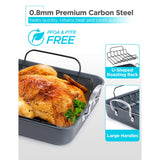 Black+Decker Large Turkey Roasting Pan with Rack and Stainless Steel Handles, Carbon Steel with Ceramic Nonstick Coating, BDK400B