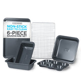 Black+Decker 6-Piece Carbon Steel Bakeware Set with Ceramic Nonstick Coating, BDK401B