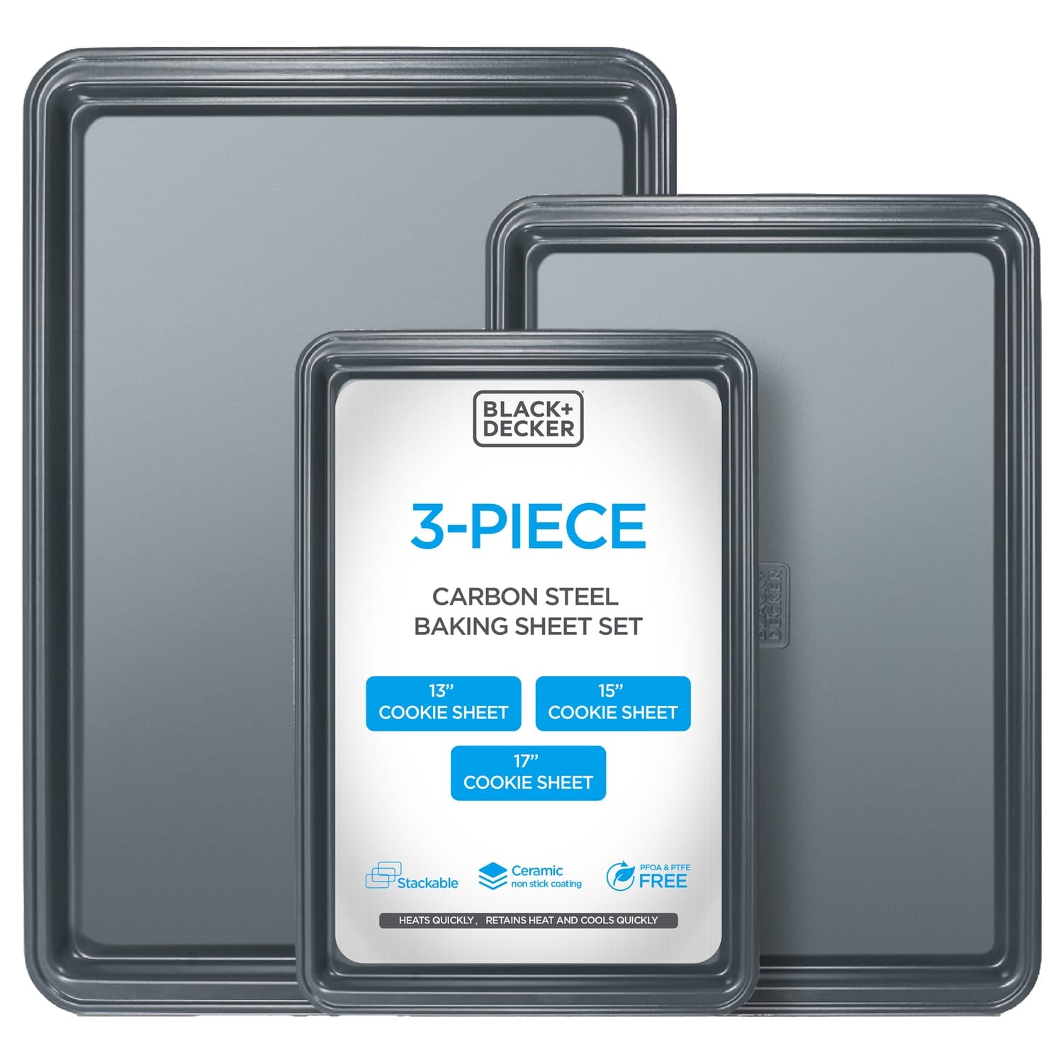 Black+Decker 3-Piece Carbon Steel Baking Sheet Set