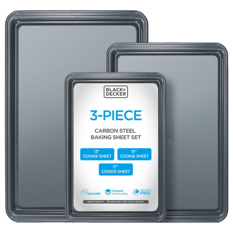 Black+Decker 3-Piece Carbon Steel Baking Sheet Set