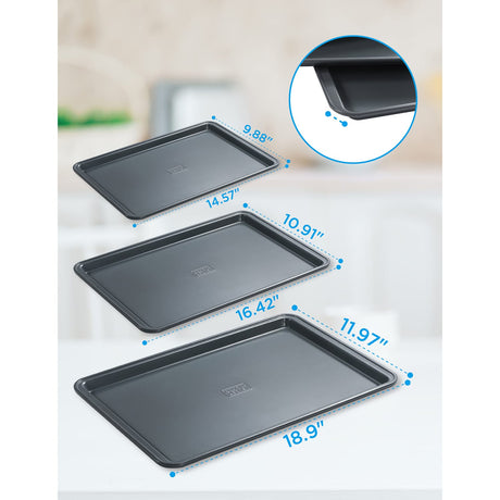 Black+Decker 3-Piece Carbon Steel Baking Sheet Set