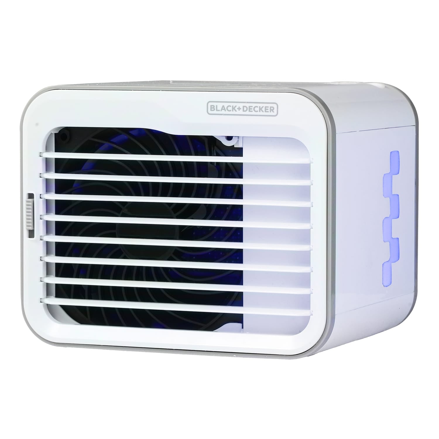 Black+Decker BDMC10 3-Speed Portable USB-Powered Desktop Evaporative Air Cooler with Fan, White/Gray