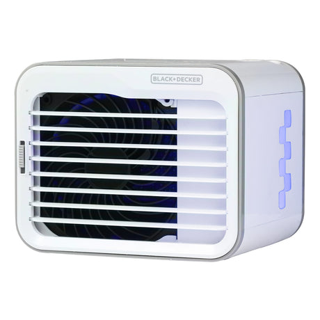 Black+Decker BDMC10 3-Speed Portable USB-Powered Desktop Evaporative Air Cooler with Fan, White/Gray