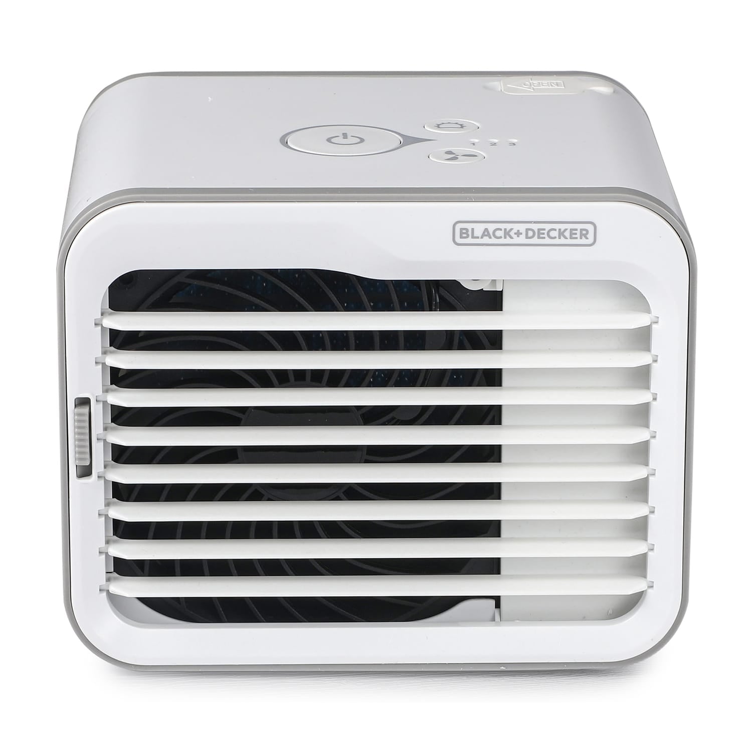 Black+Decker BDMC10 3-Speed Portable USB-Powered Desktop Evaporative Air Cooler with Fan, White/Gray