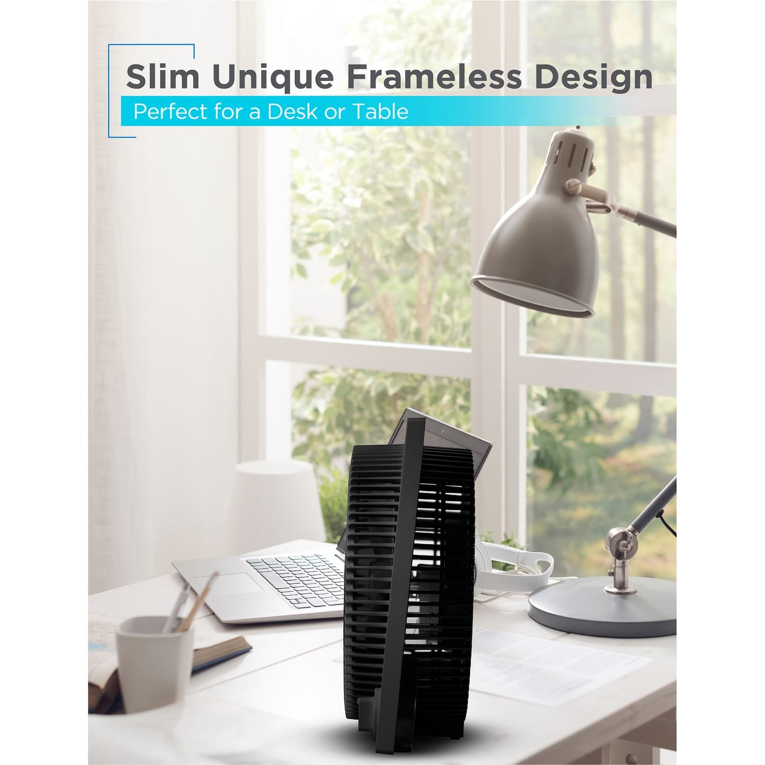Black+Decker 9-In. 3-Speed Portable Frameless Tabletop Box Fan, BFB09, Black