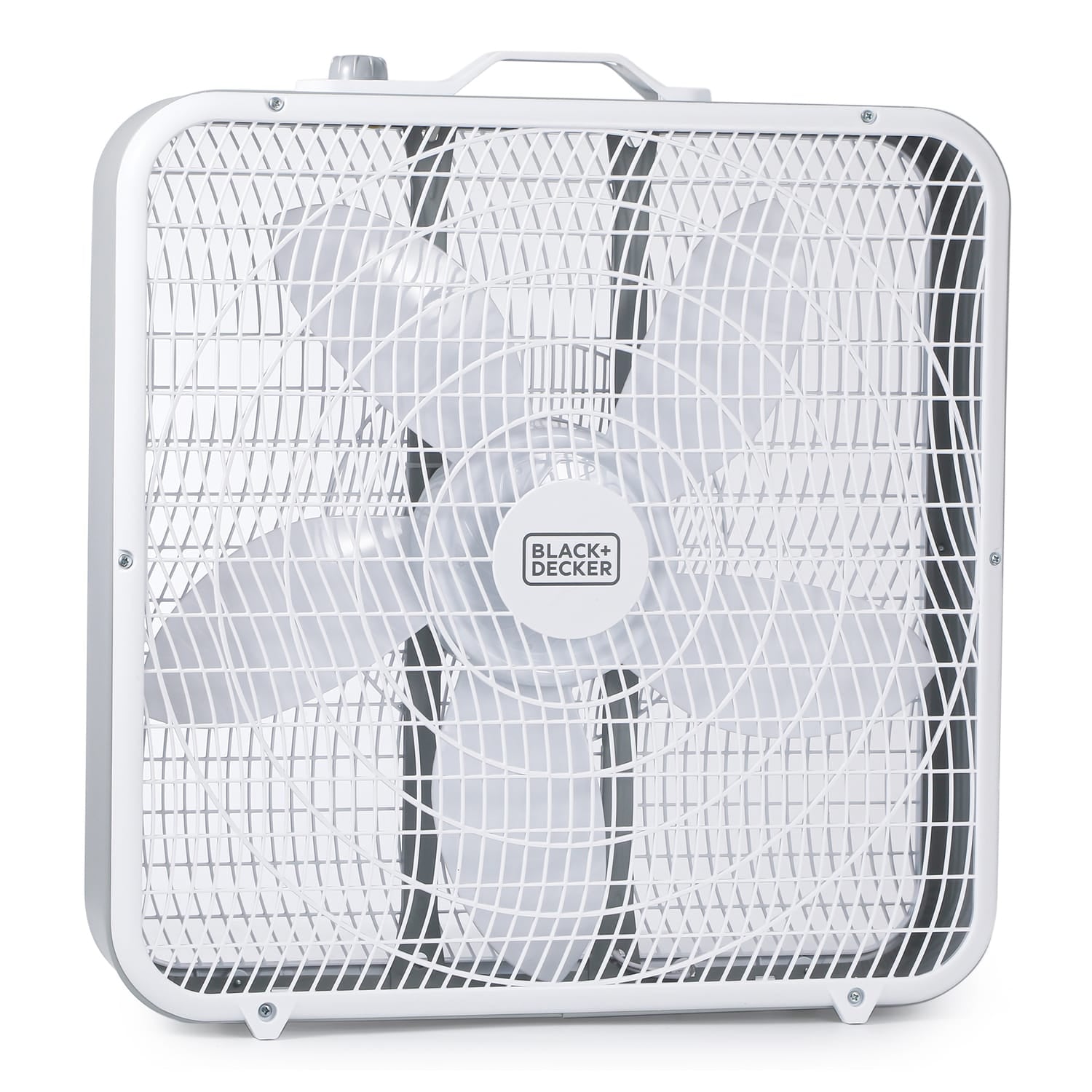 Black+Decker BFB20SW 20-In. 3-Speed Portable Box Fan with Carrying Handle and Recessed Cord Storage, White