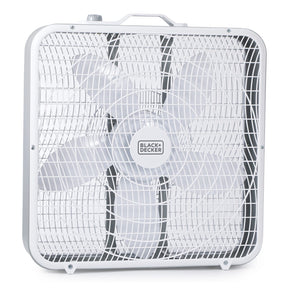 Black+Decker BFB20SW 20-In. 3-Speed Portable Box Fan with Carrying Handle and Recessed Cord Storage, White