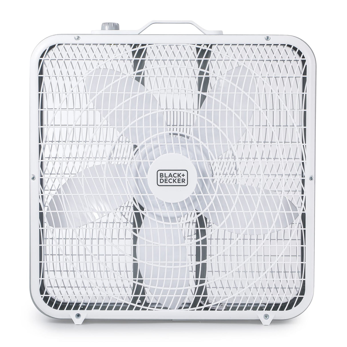 Black+Decker BFB20SW 20-In. 3-Speed Portable Box Fan with Carrying Handle and Recessed Cord Storage, White