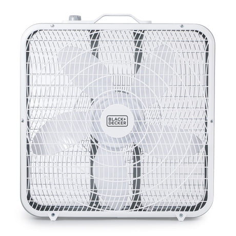 Black+Decker BFB20SW 20-In. 3-Speed Portable Box Fan with Carrying Handle and Recessed Cord Storage, White