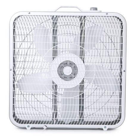 Black+Decker BFB20SW 20-In. 3-Speed Portable Box Fan with Carrying Handle and Recessed Cord Storage, White