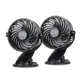 Black+Decker BFDC42PK 4-In. 3-Speed Portable USB-Powered Convertible Clip Fan, Black, 2 Count