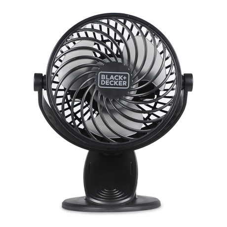 Black+Decker BFDC42PK 4-In. 3-Speed Portable USB-Powered Convertible Clip Fan, Black, 2 Count