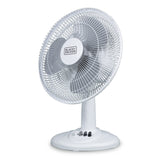 Black+Decker BFDT12SW 12-In. 3-Speed Oscillating Portable Table Fan, White