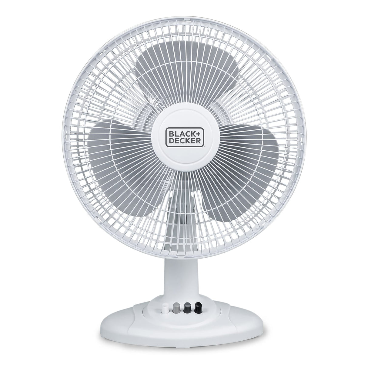 Black+Decker BFDT12SW 12-In. 3-Speed Oscillating Portable Table Fan, White