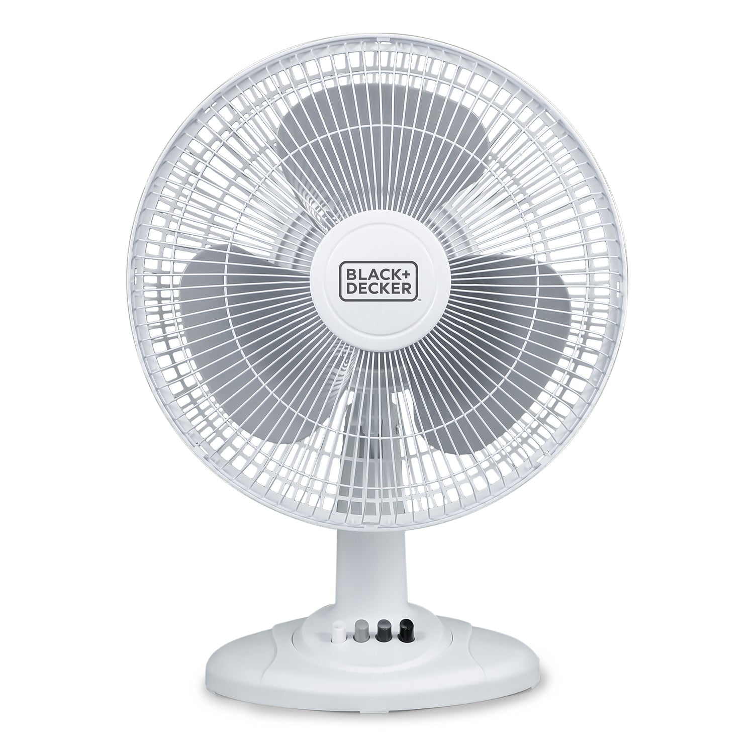 Black+Decker BFDT12SW 12-In. 3-Speed Oscillating Portable Table Fan, White