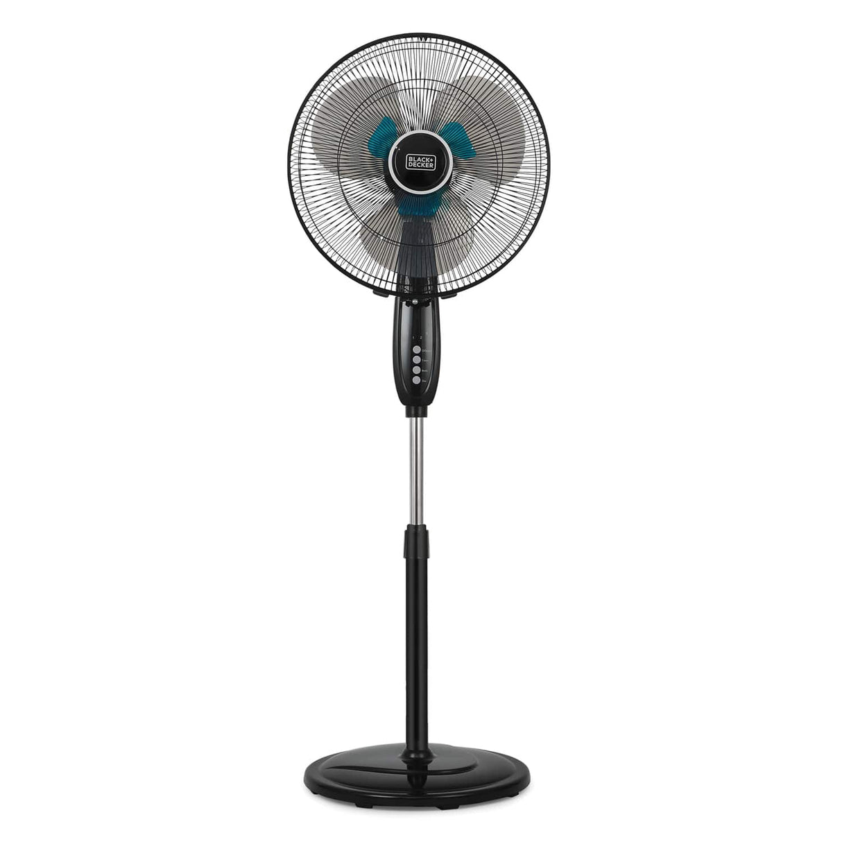Black+Decker 16-In. 3-Speed Dual-Blade Oscillating Stand Fan with Remote, Black, BFSD116B