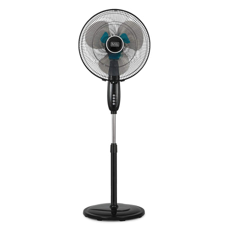 Black+Decker 16-In. 3-Speed Dual-Blade Oscillating Stand Fan with Remote, Black, BFSD116B