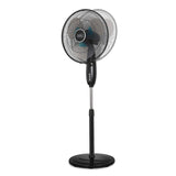 Black+Decker 16-In. 3-Speed Dual-Blade Oscillating Stand Fan with Remote, Black, BFSD116B
