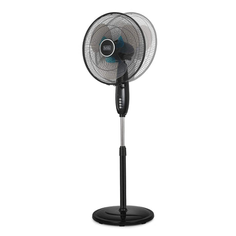 Black+Decker 16-In. 3-Speed Dual-Blade Oscillating Stand Fan with Remote, Black, BFSD116B