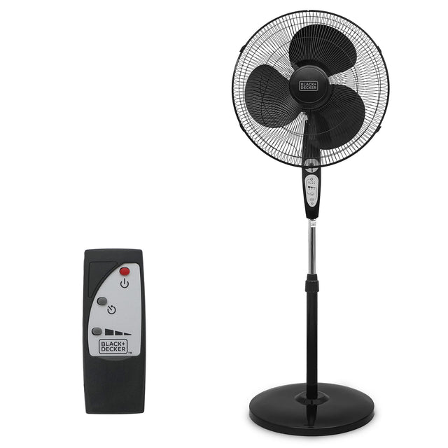 Black+Decker 18-In. 3-Speed Oscillating Stand Fan with Remote, BFSR18, Black