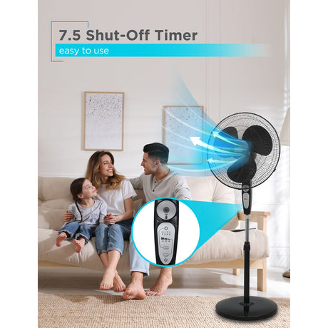 Black+Decker 18-In. 3-Speed Oscillating Stand Fan with Remote, BFSR18, Black