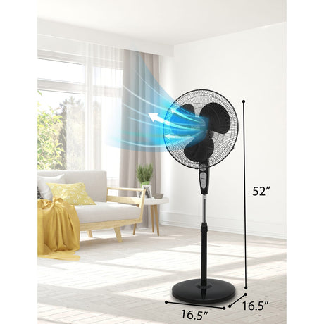Black+Decker 18-In. 3-Speed Oscillating Stand Fan with Remote, BFSR18, Black