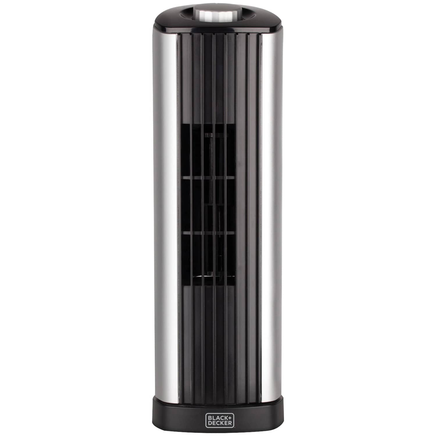 Black+Decker 14-In. 2-Speed Portable Mini Oscillating Tower Fan, Black and Silver, BFT114