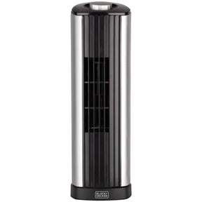 Black+Decker 14-In. 2-Speed Portable Mini Oscillating Tower Fan, Black and Silver, BFT114
