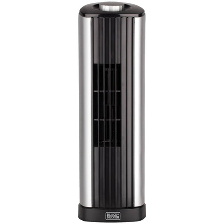 Black+Decker 14-In. 2-Speed Portable Mini Oscillating Tower Fan, Black and Silver, BFT114