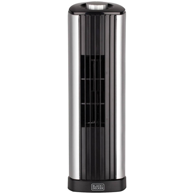 Black+Decker 14-In. 2-Speed Portable Mini Oscillating Tower Fan, Black and Silver, BFT114