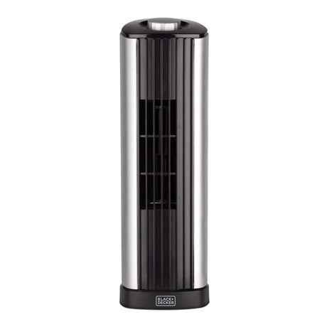 Black+Decker 14-In. 2-Speed Portable Mini Oscillating Tower Fan, Black and Silver, BFT114