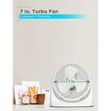 Black+Decker BFTU107W 7-In. 3-Speed Portable Turbo Table Fan with Adjustable Tilt, White