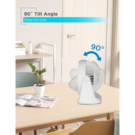 Black+Decker BFTU107W 7-In. 3-Speed Portable Turbo Table Fan with Adjustable Tilt, White