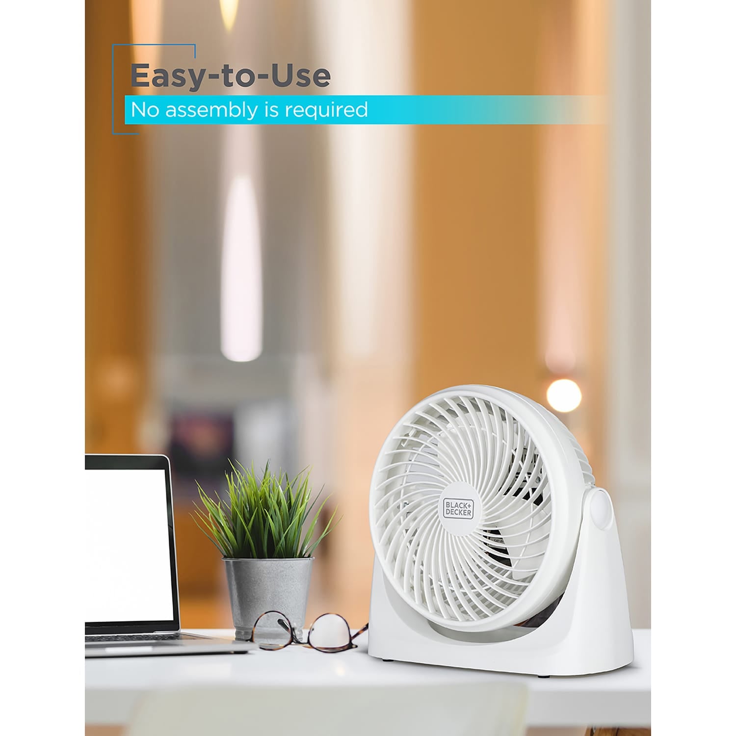 Black+Decker BFTU107W 7-In. 3-Speed Portable Turbo Table Fan with Adjustable Tilt, White
