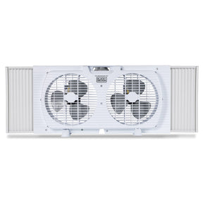 Black+Decker BFW9M 9-In. 2-Speed Twin Window Fan with Adjustable Side Panels, White
