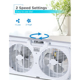 Black+Decker BFW9M 9-In. 2-Speed Twin Window Fan with Adjustable Side Panels, White