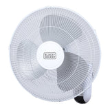 Black+Decker BFWL16R 16-In. 3-Speed Oscillating Wall Fan with Remote, White