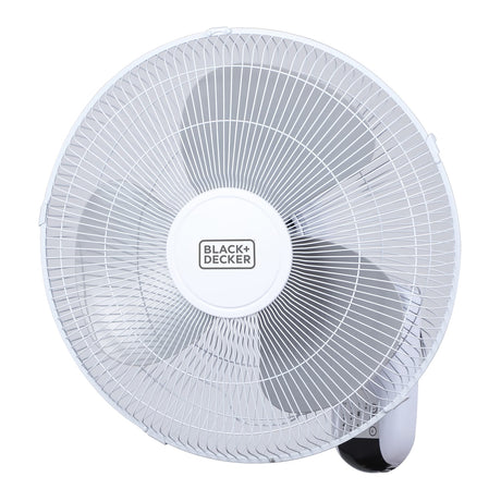 Black+Decker BFWL16R 16-In. 3-Speed Oscillating Wall Fan with Remote, White