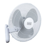 Black+Decker BFWL16R 16-In. 3-Speed Oscillating Wall Fan with Remote, White