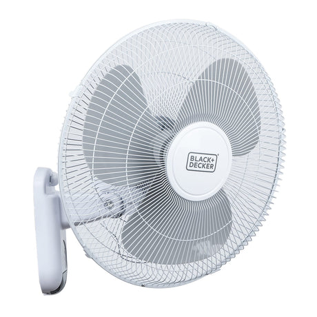 Black+Decker BFWL16R 16-In. 3-Speed Oscillating Wall Fan with Remote, White