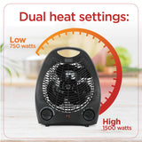Black+Decker 1500-Watt-Max Personal Desktop Heater with Fan Setting, Black