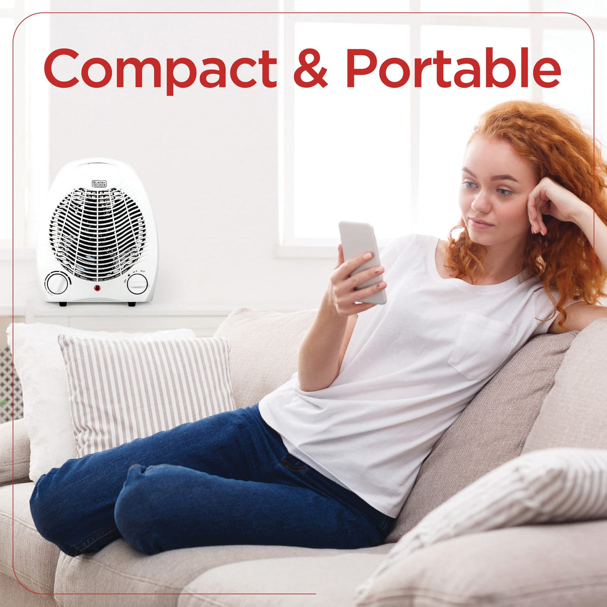 Black+Decker 1500-Watt-Max Personal Desktop Heater with Fan Setting, White