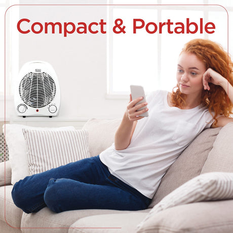 Black+Decker 1500-Watt-Max Personal Desktop Heater with Fan Setting, White