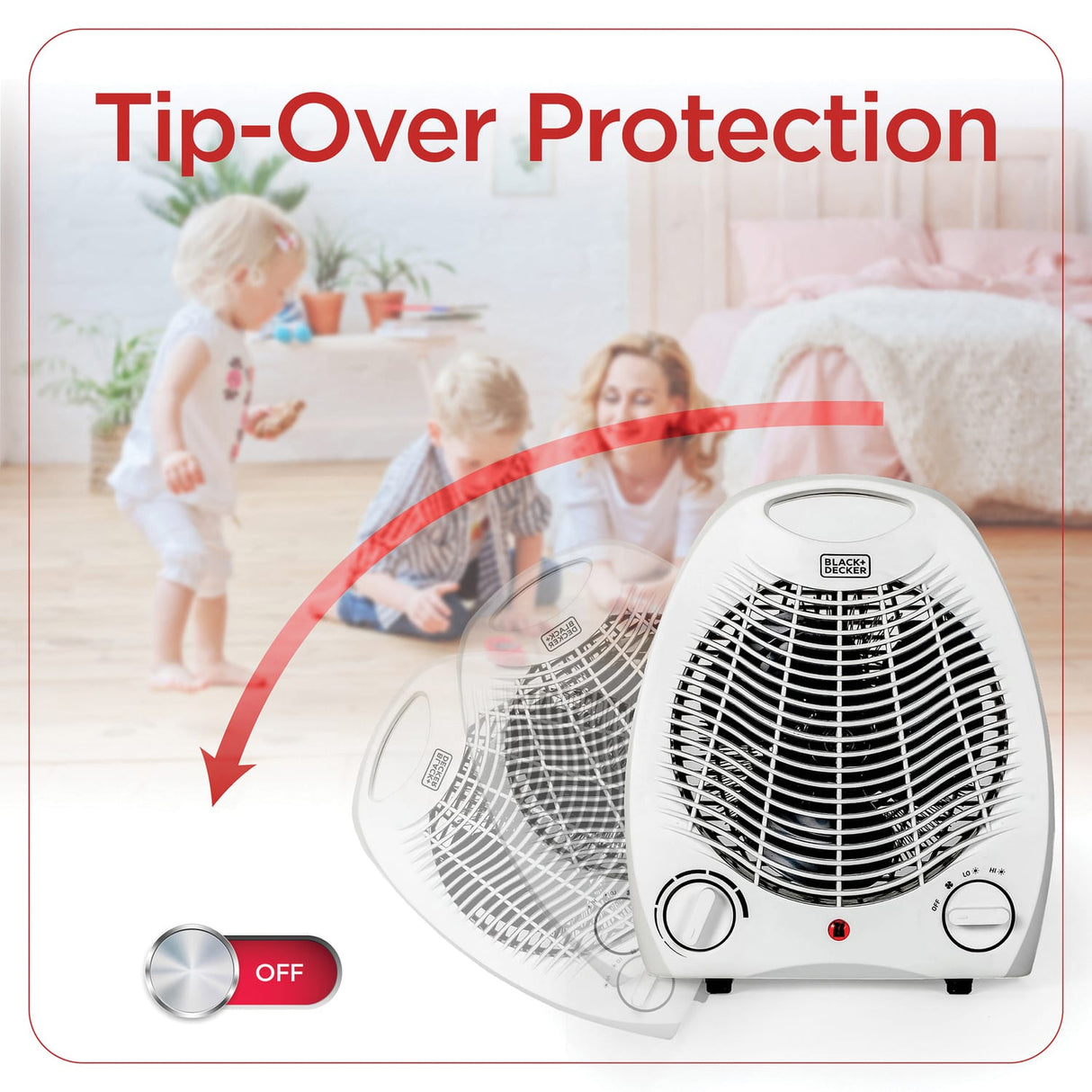 Black+Decker 1500-Watt-Max Personal Desktop Heater with Fan Setting, White