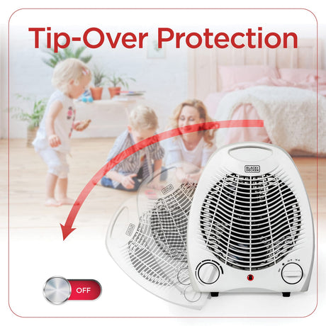 Black+Decker 1500-Watt-Max Personal Desktop Heater with Fan Setting, White