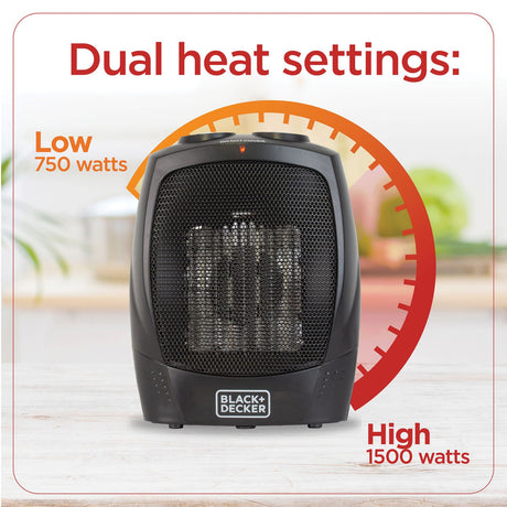 Black+Decker 1500-Watt-Max Personal Desktop Heater with Fan Setting